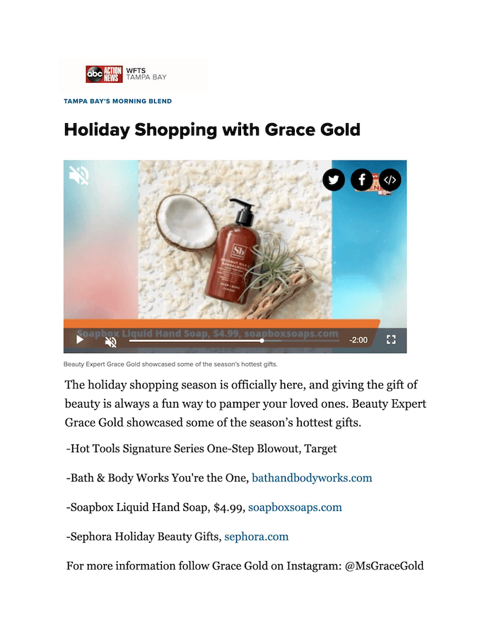 Holiday Shopping with Grace Gold
Featured Brands include: Soapbox

Read More
