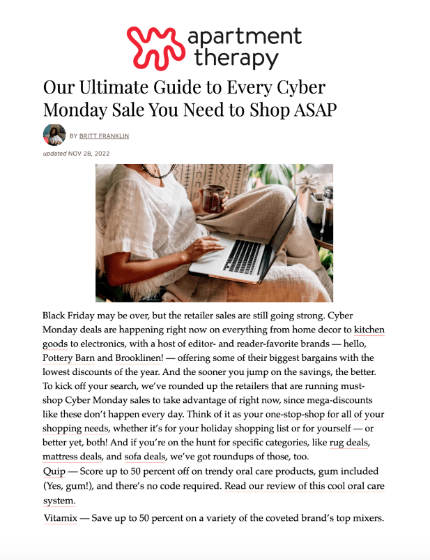 Our Ultimate Guide to Every Cyber Monday Sale You Need to Shop ASAP
Featured Brands include:quip, Vitamix

Read More