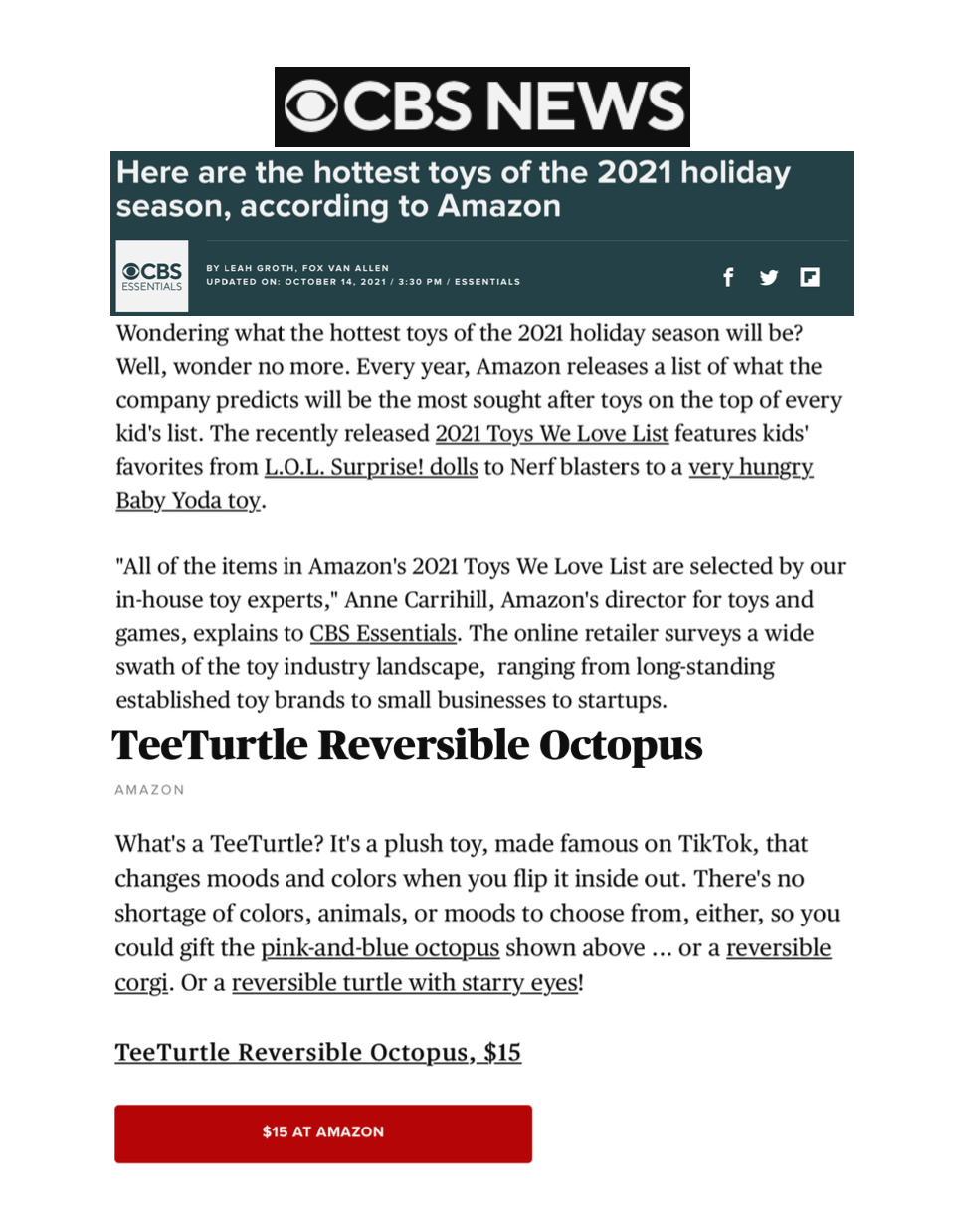 Here Are the Hottest Toys of the 2021 Holiday Season, according to Amazon
Featured Brands include:TeeTurtle

Read More