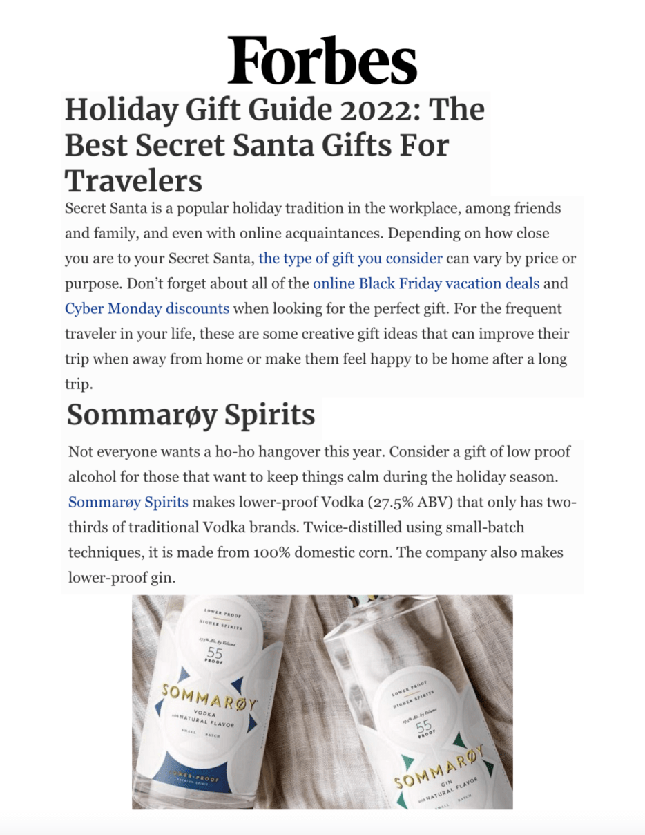 Holiday Gift Guide 2022: The Best Secret Santa Gifts For Travelers
Featured Brands include:Sommarøy Spirits

Read More