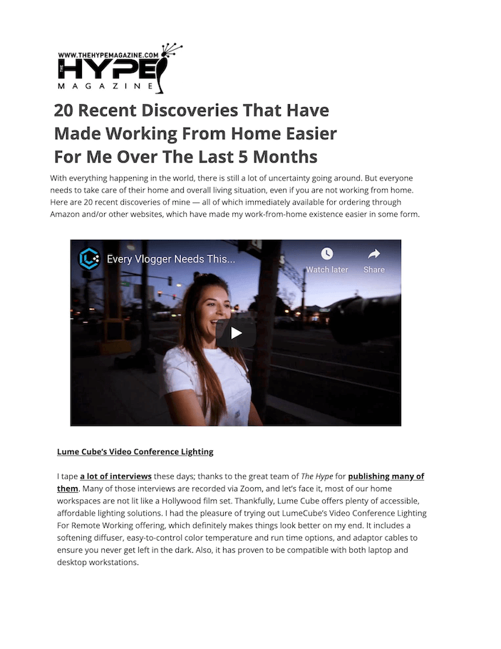20 Recent Discoveries That Have Made Working From Home Easier For Me Over The Last 5 Months
Featured Brands include: Lume Cube, Time Timer, ZVOX, Felix Gray, Chef'n, PlanetBox, Built NY

Read More