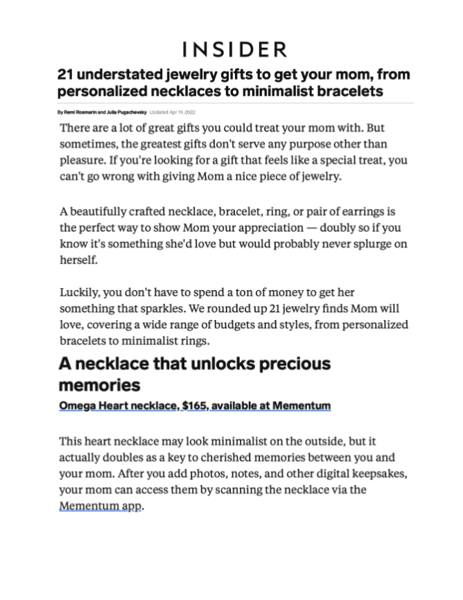 21 Understated Jewelry Gifts To Get Your Mom, From Personalized Necklaces to Minimalist Bracelets
Featured Brands include:Mementum

Read More