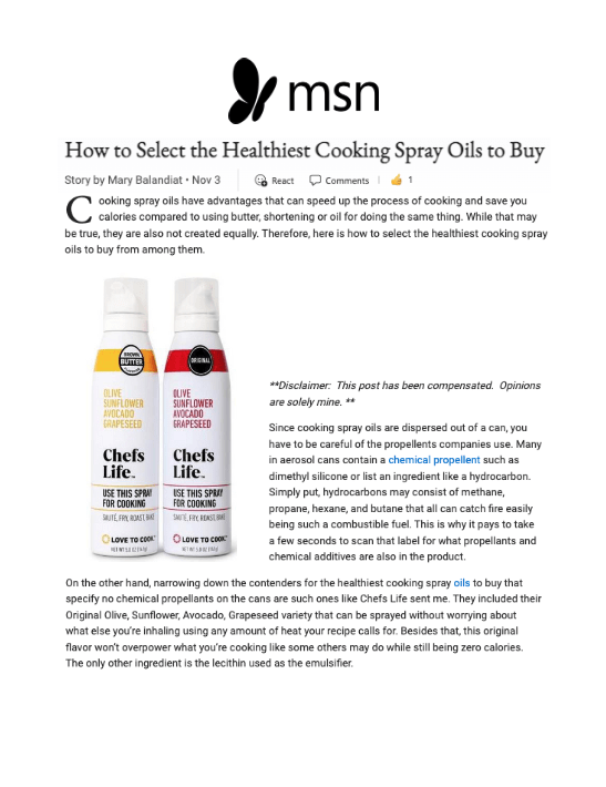 How to Select the Healthiest Cooking Spray Oils to Buy
Featured Brands include:Chefs Life

Read More