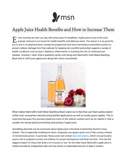 Apple Juice Health Benefits and How to Increase Them
Featured Brands include:S. Martinelli's Co.

Read More