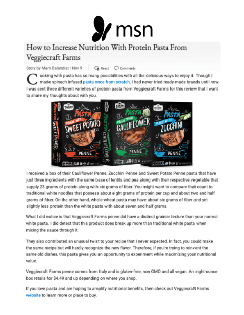 How to Increase Nutrition With Protein Pasta From Veggiecraft Farms
Featured Brands include:Veggiecraft Farms

Read More