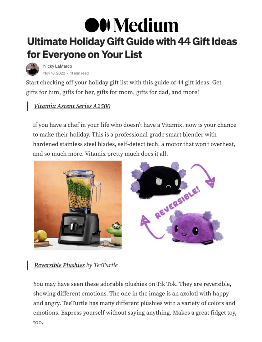 Ultimate Holiday Gift Guide With 44 Gift Ideas for Everyone on Your List
Featured Brands include:Vitamix, quip

Read More