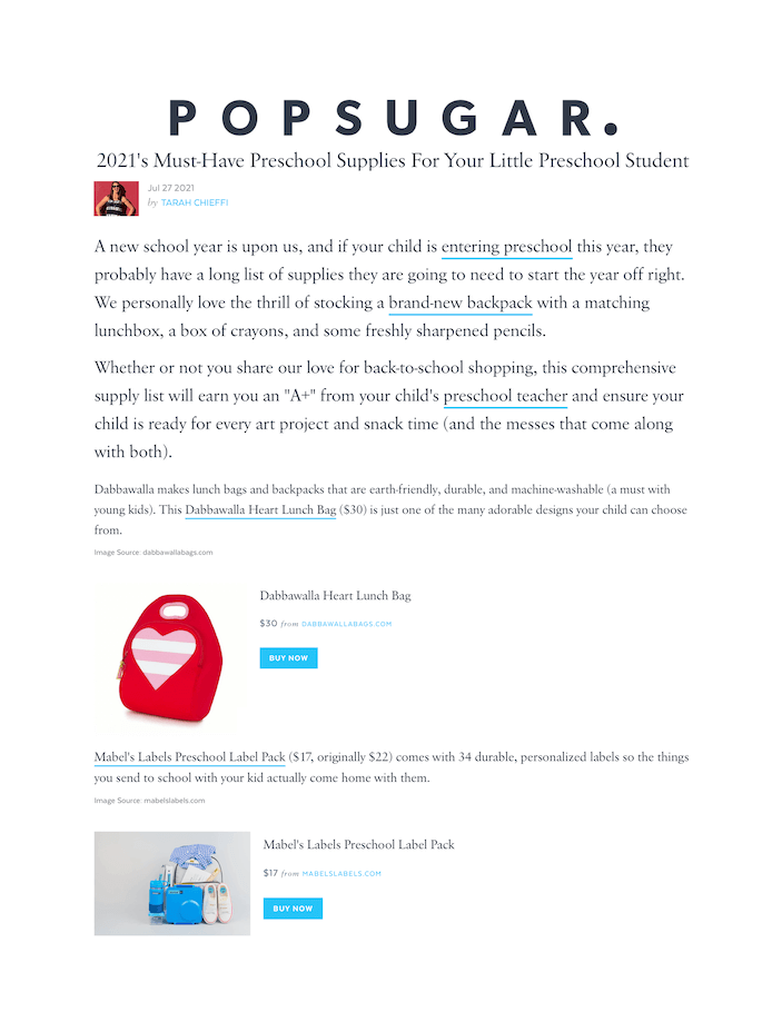 Republished on Yahoo! Life
2021's Must-Have Preschool Supplies For Your Little Preschool Student
Featured Brands include:Dabbawalla Bags, Mabel's Labels

Read More