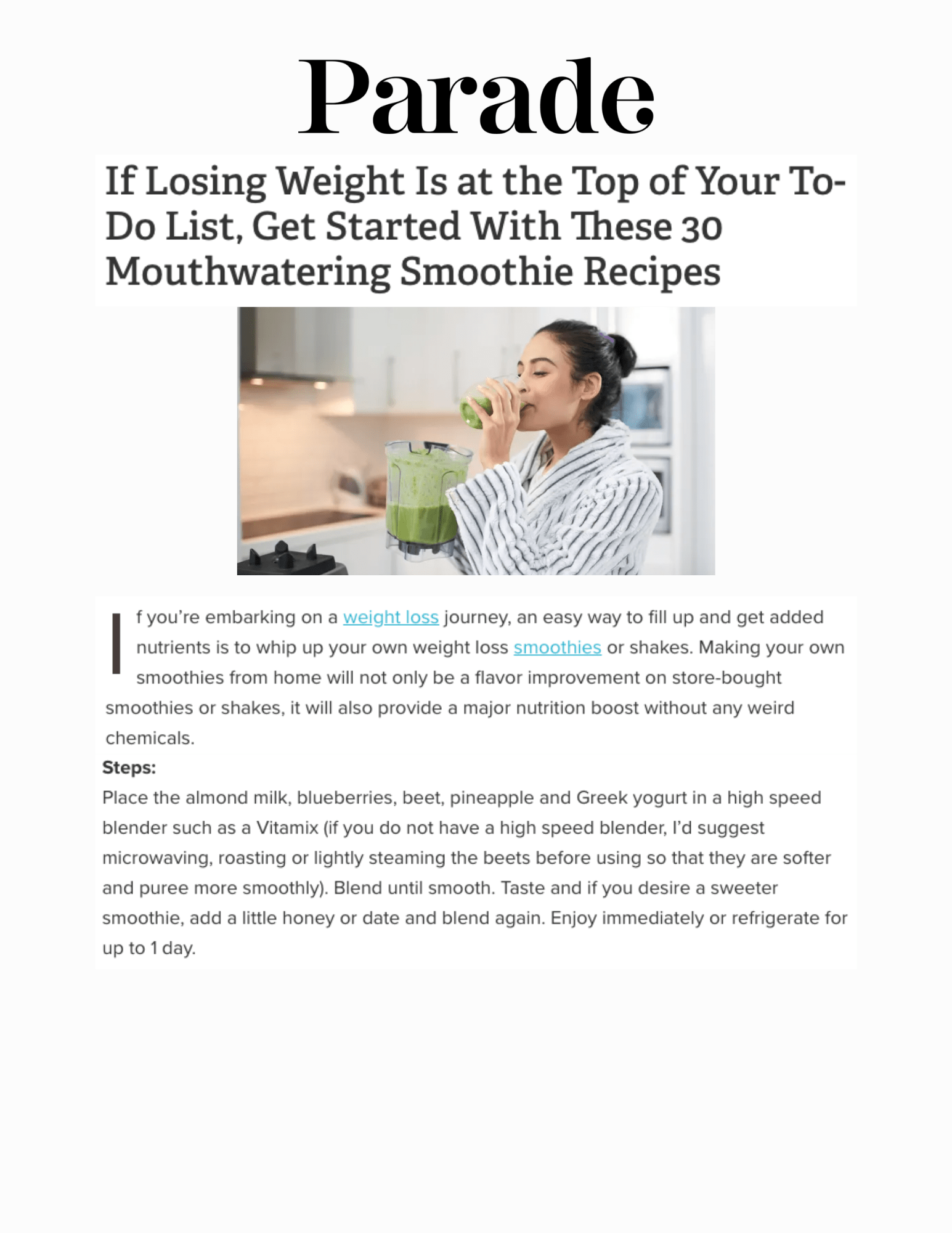 If Losing Weight Is at the Top of Your To-Do List, Get Started With These 30 Mouthwatering Smoothie Recipes
Featured Brands include:Vitamix

Read More