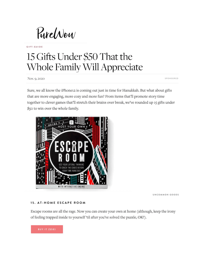 15 Gifts Under $50 That the Whole Family Will Appreciate
Featured Brands include: Uncommon Goods

Read More