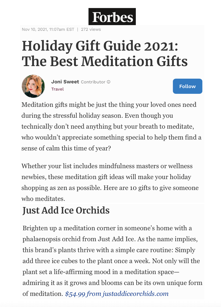 Holiday Gift Guide 2021: The Best Meditation Gifts
Featured Brands include:Just Add Ice

Read More