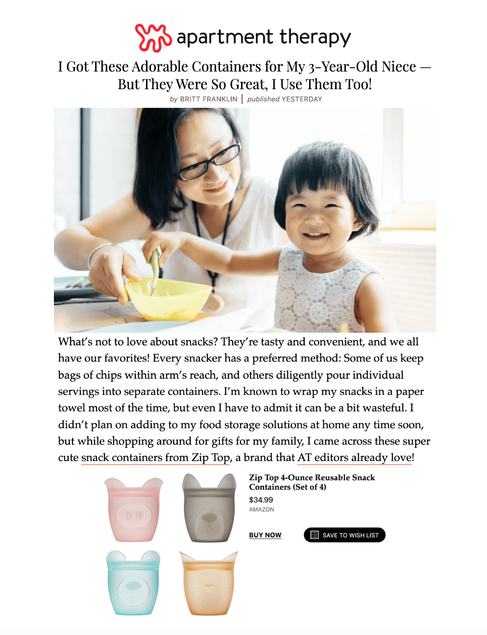 I Got These Adorable Containers for My 3-Year-Old Niece - But They Were So Great, I Use The Too!
Featured Brands include:Zip Top

Read More