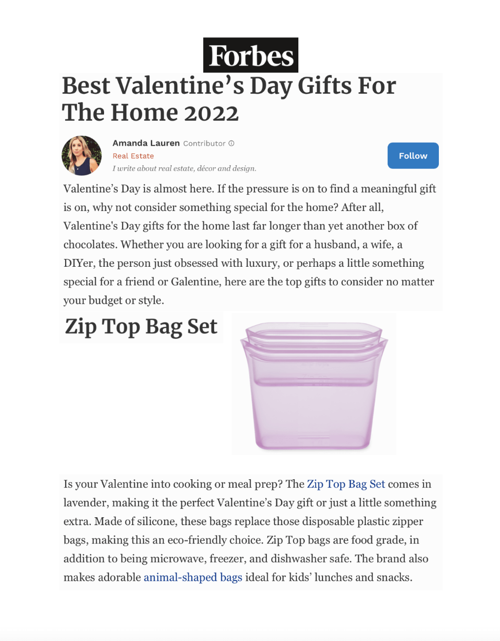 Best Valentine's Day Gifts For The Home 2022 
Featured Brands include:Zip Top

Read More