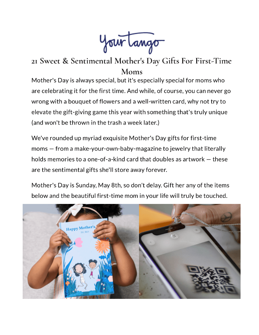 21 Sweet & Sentimental Mother's Day Gifts for First-Time Moms
Featured Brands include:Mementum, LoveBook

Read More