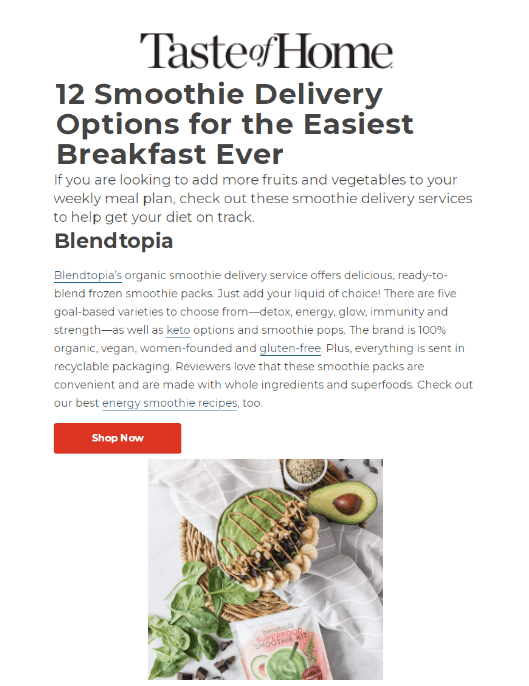 12 Smoothie Delivery Options for the Easiest Breakfast Ever
Featured Brands include:Blendtopia

Read More