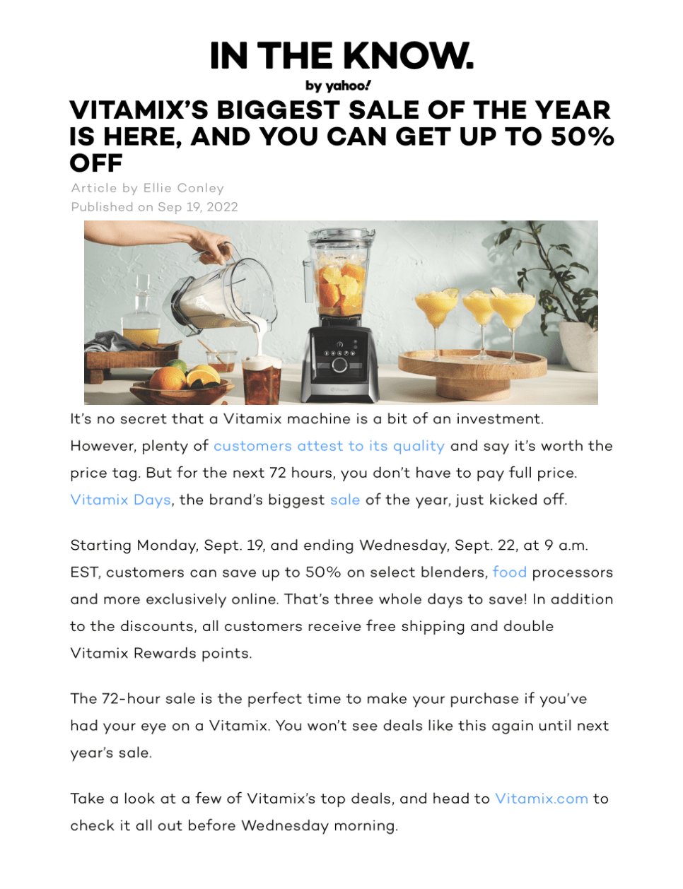 Vitamix's Biggest Sale of the Year Is Here, And You Can Get Up To 50% Off
Featured Brands include:Vitamix

Read More