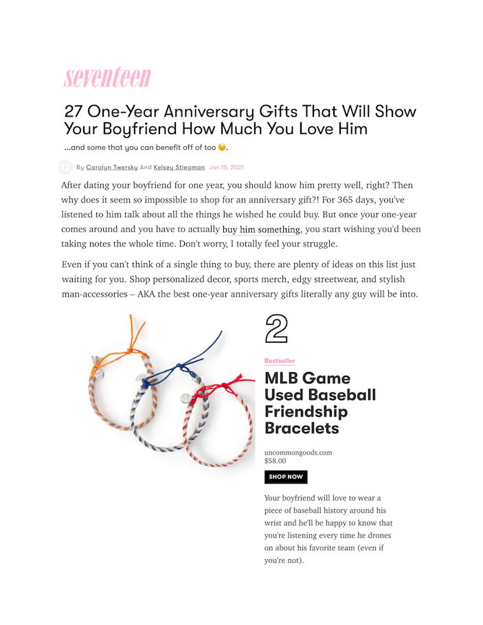27 One-Year Anniversary Gifts That Will Show Your Boyfriend How Much You Love Him
Featured Brands include: Uncommon Goods, Unsolved Case Files

Read More
