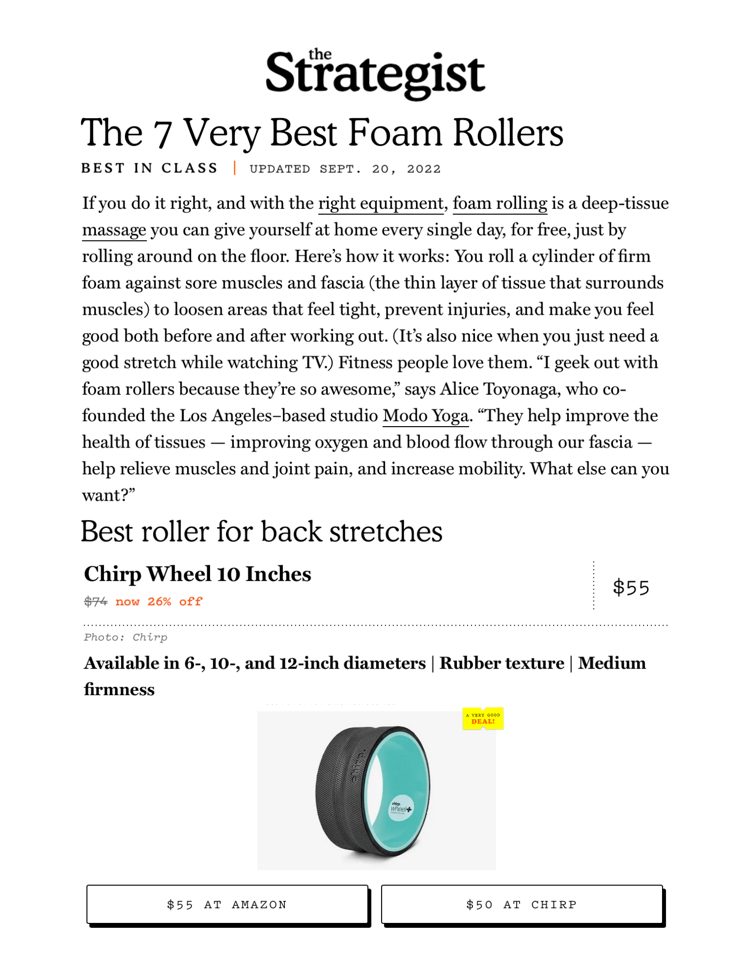 The 7 Very Best Foam Rollers
Featured Brands include:Chirp

Read More