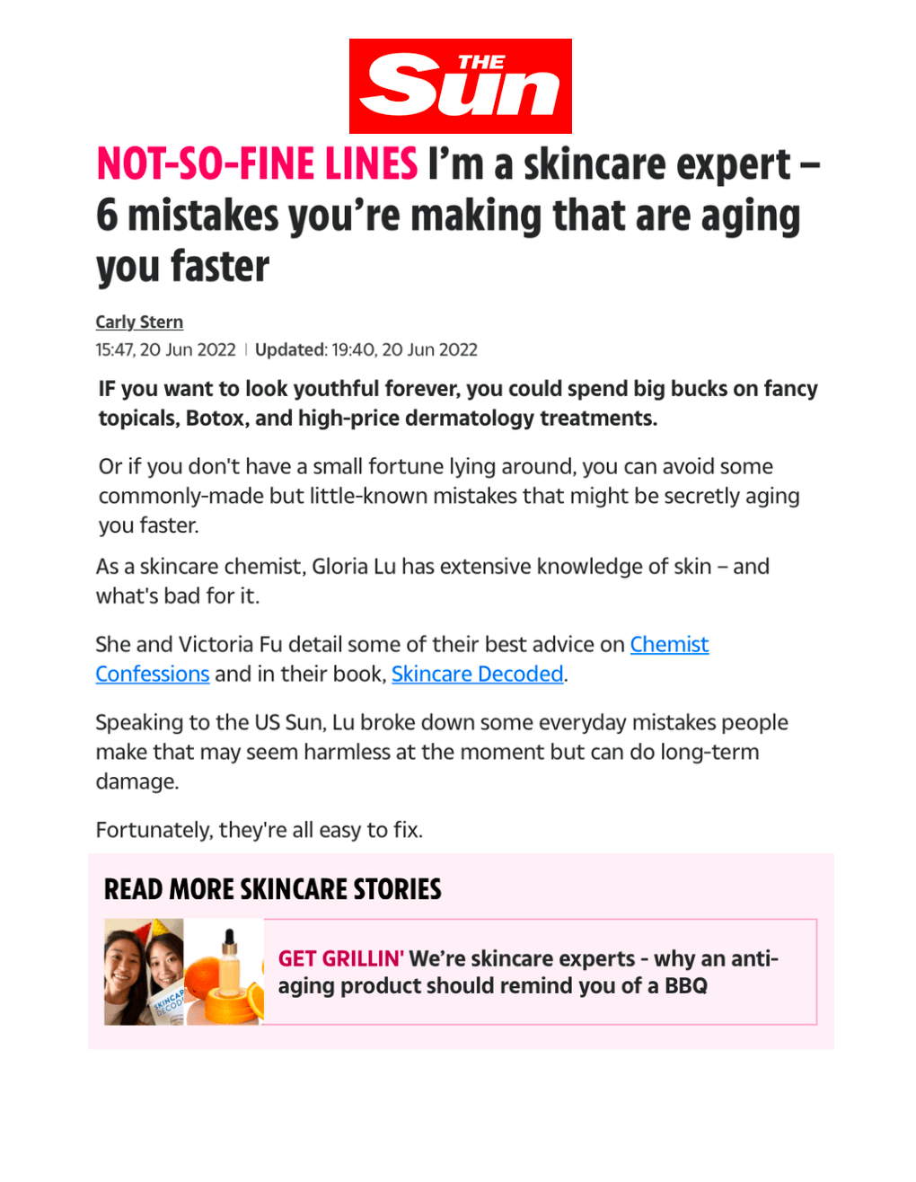 NOT-SO-FINE LINES I’m a skincare expert – 6 mistakes you’re making that are aging you faster
Featured Brands include:Chemist Confessions

Read More