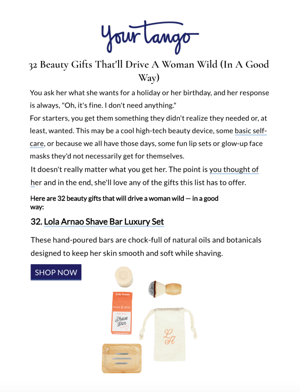 32 Beauty Gifts That'll Drive A Woman Wild (In A Good Way)
Featured Brands include:Lola Arnao

Read More